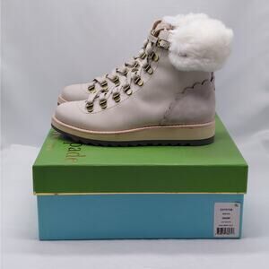 Kate Spade Womens Boots Size 6 Leather Faux Fur Hiker Lug Sole Alpine Cozy Luxe